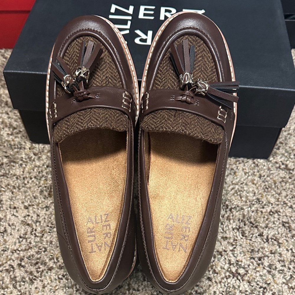 Naturalizer Dark Brown Loafers with Tassel Accents - Picture 5 of 8